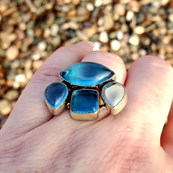 New Dichroic Glass 925 Silver Ring. - Picture 5 of 12